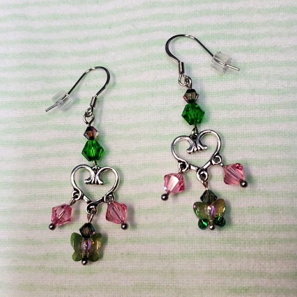 J & R Gems! Jewelry - "PRICE DROP"! Crystal Butterfly Dangle Earrings.